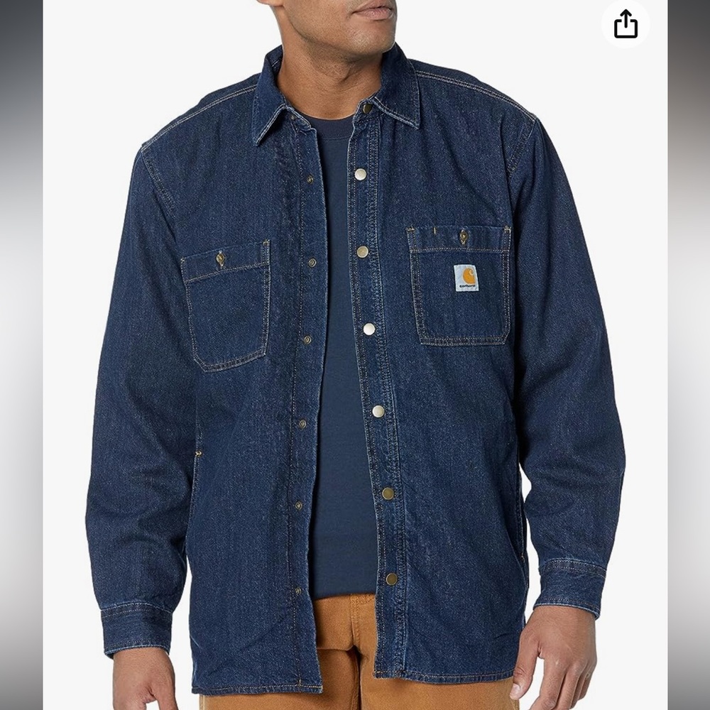 Carhartt Relaxed Fit Denim Fleece Lined Snap-Front Shirt Jacket
